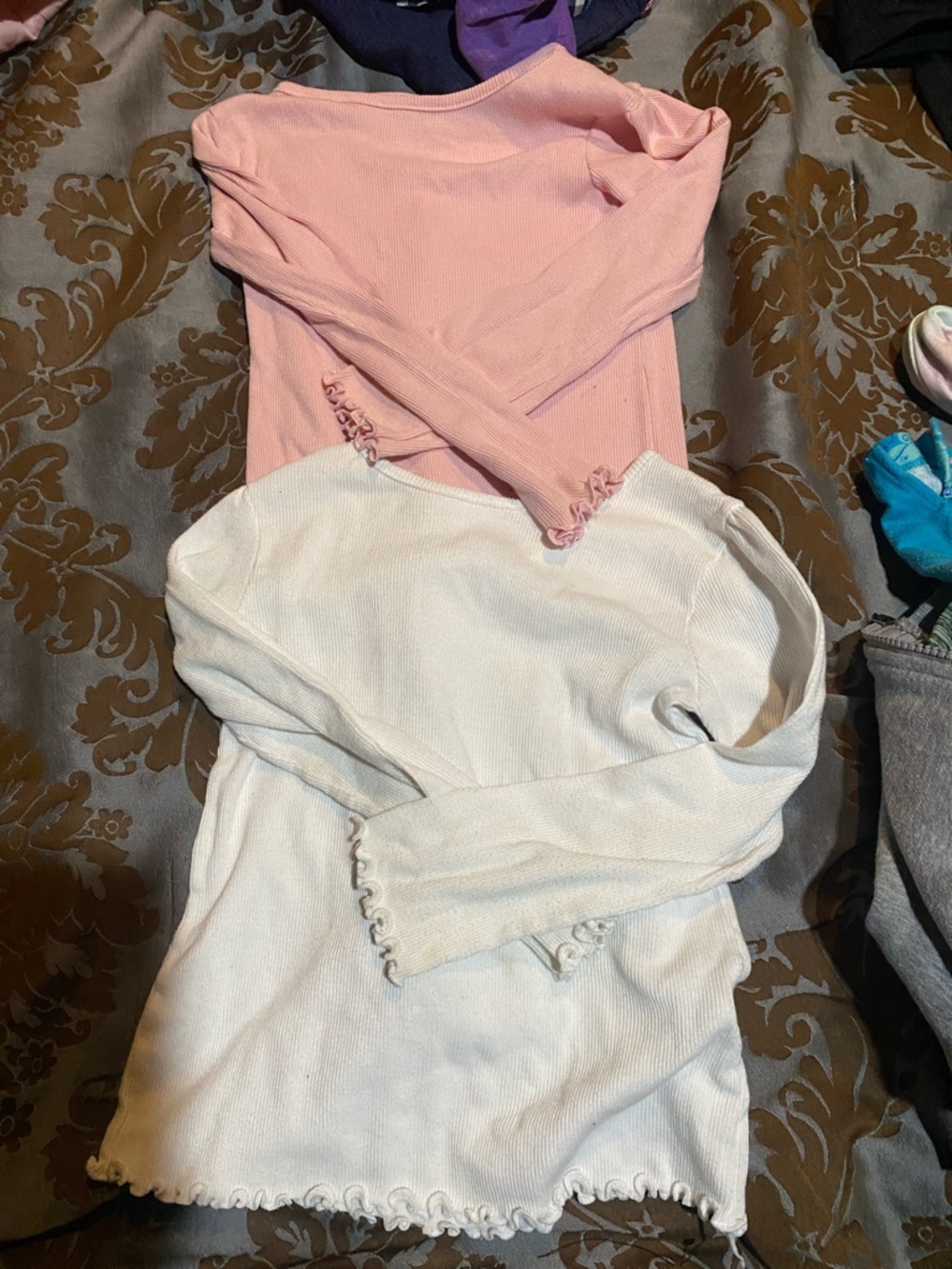 Garanimals Long Sleeve Ruffle Hem Tops - Pink and White